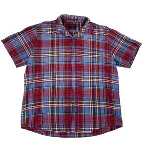 Vintage Members Only Multicolor Plaid Button Up Shirt Short Sleeve Size XL
